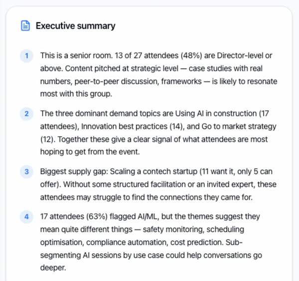 Executive summary from an event insights report
